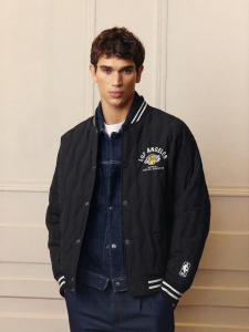Jack Jones | NBA Lakers Collaboration Mens Puffer Jacket Baseball Collar