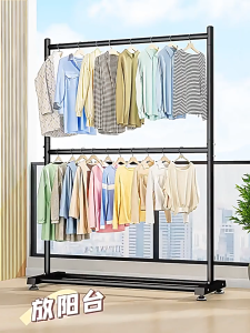 ราวแขวนผ้า 2ชั้น สูง180cm ประกอบง่าย ไม่ขึ้นสนิม แบบมินิมอล าวเเขวนผ้าเหล็ก ราวตากผ้า