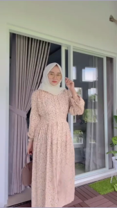 Midi Yulia Kancing dress rayon premium motif bunga