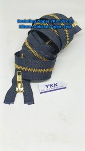 Resleting Zipper Ritsleting YKK 125 cm Hitam - Gold Emas Type Gigi Besi Model Set Open - End Buka - Lepas Harga Per Biji