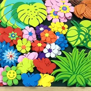 40pcs Blackboard Culture 3deva Foam Craft Bunga Warna-Warni Kerajinan Tangan Anak Tk Blackboard Dekorasi