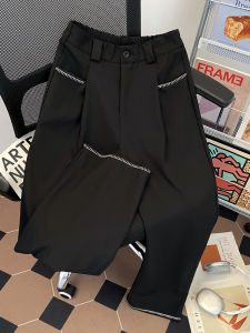 กางเกงขายาวทรงหลวมสไตล์อเมริกันสำหรับผู้ชายและผู้หญิง กางเกงขายาวทรงขากว้างแบบดั้งเดิมพร้อมตะเข็บตรง สไตล์ลำลอง