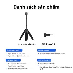 TELESIN | Gậy Tự Sướng Kiêm Chân Máy Ảnh Mini TELESIN Tháo Lắp Nhanh Có Thể Điều Chỉnh Di Động Dành Cho GoPro Insta360 DJI Osmo Action Cameras - Chất Liệu Nhôm PC