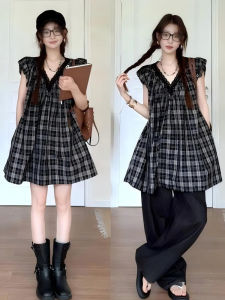 SUSIEYUAN | Lace Dress Short Skirt Loose Petite New Trendy Summer