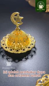 2Pcs Mini Tempat Bakar Dupa Mabkharah Bukhur Logam Emas Arab Mabkharah