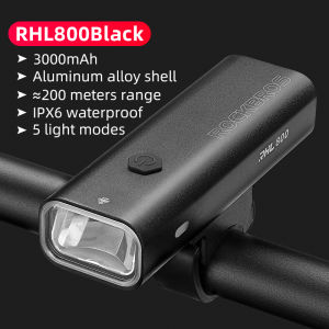 ROCKBROS Bike Light Type-C Charging Front Lamp Headlight Ultralight Flashlight Bicycle Light 800LM