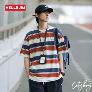 HELLO JIM Oversize Stripe T shirt for men cotton tshirts men loose summer t shirts  J1627