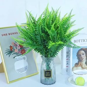 3/5/10Pcs 7-Branches Green Artificial Plants for Home Simulated Flower Plant Leaf Green Artificial Plants Fern Floral Persian Artificial Potted Grass Plastic Leaves Grass Home Decoration