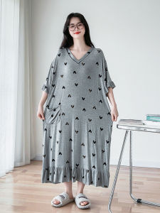 Long V-Neck Sleep Dress for Women Modal Cotton Plus Size Comfortable Home Clothes for Pregnant Women Summer Thin Style
