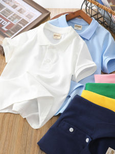 เสื้อยืดคอโปโลผ้าไหมลินินสำหรับเด็ก แขนสั้น ทรงหลวม ระบายอากาศได้ดี ทรงปกติ ฤดูร้อน สำหรับเด็กชาย