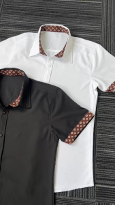 Áo Sơ Mi Nam tay ngắn phối viền họa tiết mới mẫu mới hót MLCL