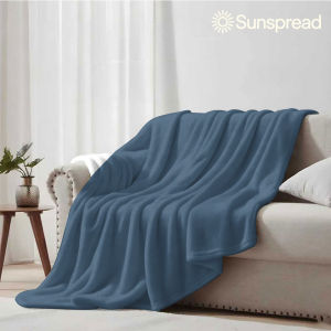 Beast Kingdom | Dusty Blue Solid Soft Warm Flannel Blanket Lightweight Cozy Christmas Halloween Home Decor Room