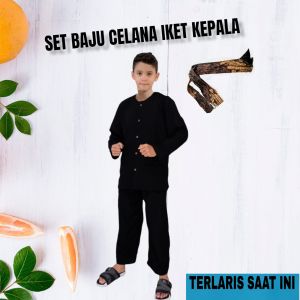 COD setelan pangsi anak Plus iket kepala usia 3 sampai 12 tahun/setelan baju pangsi ANAK TK dan SD