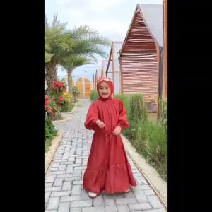 Baju Anak Gamis Bahan Katun Twill Bugatti Ukuran 4th - 12th