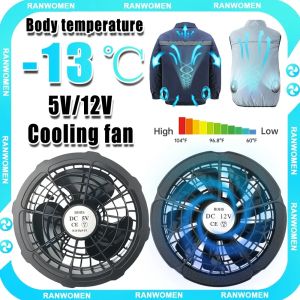 5/12V Cooling Fan Fo Air Conditioner Vest Air Conditioning Clothing Wearable 5V Cool Fan for High Temperature Work Fishing Vest