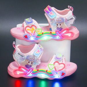 Princess Style Girls Sandals Summer New Lighting up Sports Beach Shoes Childrens Glowing Shoes Toddler Girls Summer Sandals