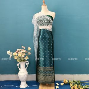 High-End Shan Womens Style Single Wrap Chest Bandage with Chest Pad And Shawl Ethnic Tai Clothing Top for Women