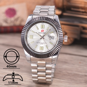 Swiss Army Jam Tangan Pria - Body Silver - Black Dial - SA-RT-5619-TGL-SB-Stainless Stell Band