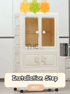 THE L64cm 2 Doors Wardrobe Multipurpose Foldable Stackable Storage Cabinet Storage Box With Roller