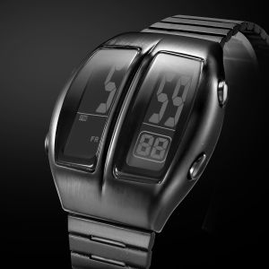 MEGIR Retro Dual-Display Electronic Mens Watch with Stopwatch Backlight Day Date Month Stainless Steel Band Digital Wristwatch