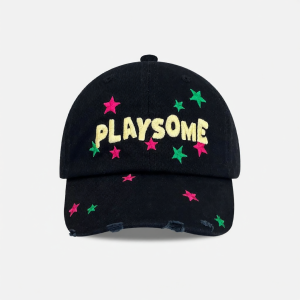 Embroidered Letter Star Ripped Sunscreen Baseball Hat