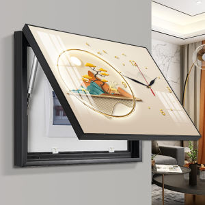Modern Luxury Decorative Painting Covering Electric Meter Box Switch Box with Clock Restaurant Wall Art No Punching Required