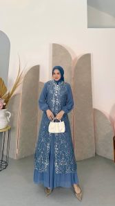 FREE HIJAB GAMIS PESTA MEWAH MODEL ROMPI MISAH BISA LEPAS PASANG BAHAN TILE BROKAT MIX CERUTY-GAMIS LEBARAN MOTIF PAYET MUTIARA MODEL TERBARU 2025-GAMIS CARDIGAN COCOK UNTUK PESTA KONDANGAN 2025