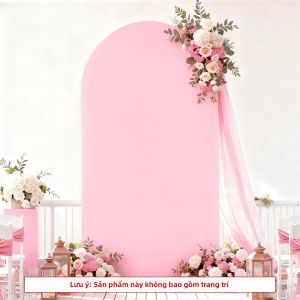 Áo Phủ Khung Vòm Cưới Bằng Vải Polyester Màu Hồng Chất Liệu Thun Co Giãn Hình Tròn Dùng Cho Tiệc Bóng Bay Và Các Buổi Tiệc Quan Trọng