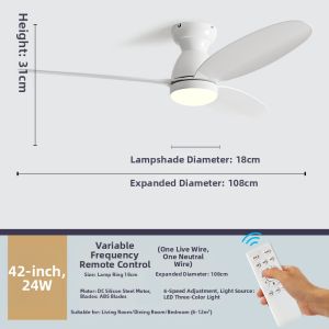 HUANGJIANG | Variable Frequency Ceiling Fan Light For Home