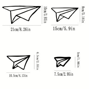 CIFbuy | CIFBUY 4Pcs Wrought Iron Paper Airplane Wall Art Metal Line Mural Plaque for Home Office Minimalist Decor