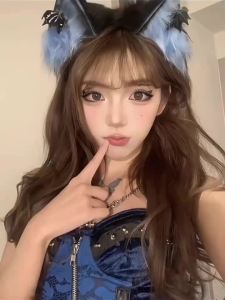 หูหมาป่า cosplay ที่คาดผมหูแมวชุดหมาป่าญี่ปุ่น lolita เครื่องประดับผมหูสัตว์จำลองตุ๊กตาสำหรับผู้ชายและผู้หญิง