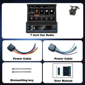 Carplay Android Auto Universal 1 Din MP5 Player 7 Inch HD Screen Retractable Touch Screen Car Player FM BT Radio Mirror Link