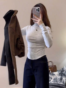 LIRUSHAN | Slim Fit Thermal Mock Neck Long Sleeve Womens T-shirt