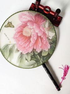 24 ซม. ใบพัดไหมกลมแท้ใบพัดเต้นรำโปร่งใสสำหรับการแสดงบนเวทีใบพัดสำหรับการแสดงในหaremใบพัดโบราณ