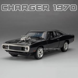 1:32 Charger 1970 Model Car Toys Alloy Diecast Electroplate Models Sound Light Doors Opened Pull Back Ornament Cars Boys Gifts
