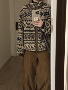 แจ็คเก็ตขนแกะหนาสไตล์ย้อนยุคสำหรับผู้หญิงในฤดูใบไม้ร่วงและฤดูหนาว เสื้อคลุมผ้าฝ้ายแบบมีฮู้ด แขนยาว ปกติ ซิป