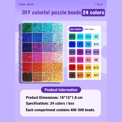MARD 24 colors Perler bead set craft DIY kit Fuse Beads 2.6mm Toys Crafts with Accessories for Kids Adults 拼豆