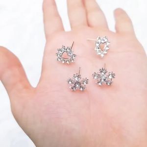 Hoa tai màu bạc hạt ngọc đính đá nhiều mẫu bông tai nữ trang sức khuyên tai xinh xắn