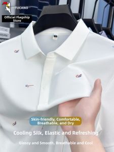 TUCANO | High-end Cotton Linen and Silk Blend Mens Short Sleeve Polo Shirt Summer New Thin Style