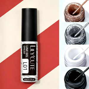 LILYCUTE 5ML French Liner Gel Nail Polish Soak Off UV Gel DIY Silky Smooth Painting Drawing Glitter Color DIY Drawing Polish