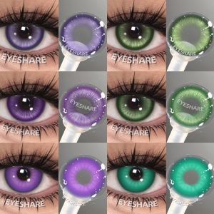EYESHARE 1 Pair Purple Lenses for Eyes Cosplay Color Contacts Anime Colored Lens Green Pupils Y2K Halloween Lenses for Eyes