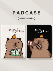 Cute Water Vole Apple iPad Protective Case Silicone Material 11 Inch iPad Air 6 with Pen Slot Air 5 Couple Mini 6 Tablet Cover