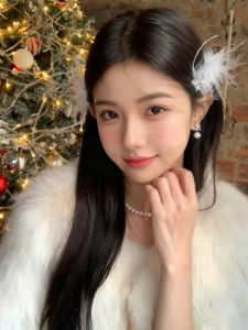 กิ๊บติดผมขนนกน้ำแข็งสีขาว ทรงหวาน สไตล์เกาหลี สำหรับผู้หญิง วัสดุสังเคราะห์ ตกแต่งผมด้านข้าง แฟชั่นฤดูใบไม้ร่วง/ฤดูหนาว