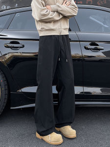 Trendy Ice Silk Loose Straight Leg Casual Pants for Men Spring Summer American Style Splicing Loose Straight Casual Pants