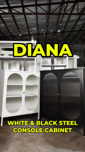 DIANA | Steel Console Cabinet with Flutted Glass Doors by Leapify Steel - Modern Console Table for Living Room