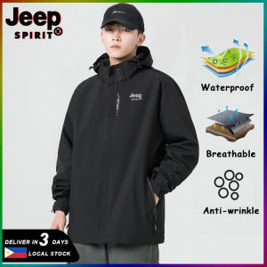 JEEP SPIRIT Autumn Winter Lightweight Jacket For Mens with Hood with Waterproof and Windproof Zipper Outdoor Fashion Men Sports Jacket（M-4XL）