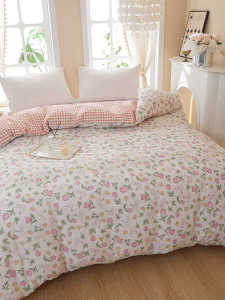 Korean Style Pure Cotton Floral Print Country Style Duvet Cover for Girls  And Clean Bedding Covers Machine Washable