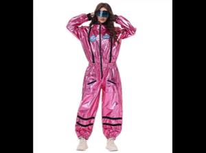 Adult Pink Astronaut Costume Women Spaceman Suit Space Jumpsuit Halloween Cosplay Party Dress Up
