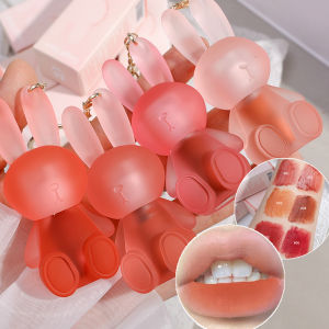 Gege Bear 6Colors Keychain Pendant Pink Cute Rabbit Lipstick Velvet Lip Gloss Matte Nude Lipstick