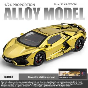 1:24 Lamborghini Revuelto Spray Plating Version With Water Spray Fog Effect Realistic Simulation Alloy Model Boy Gift